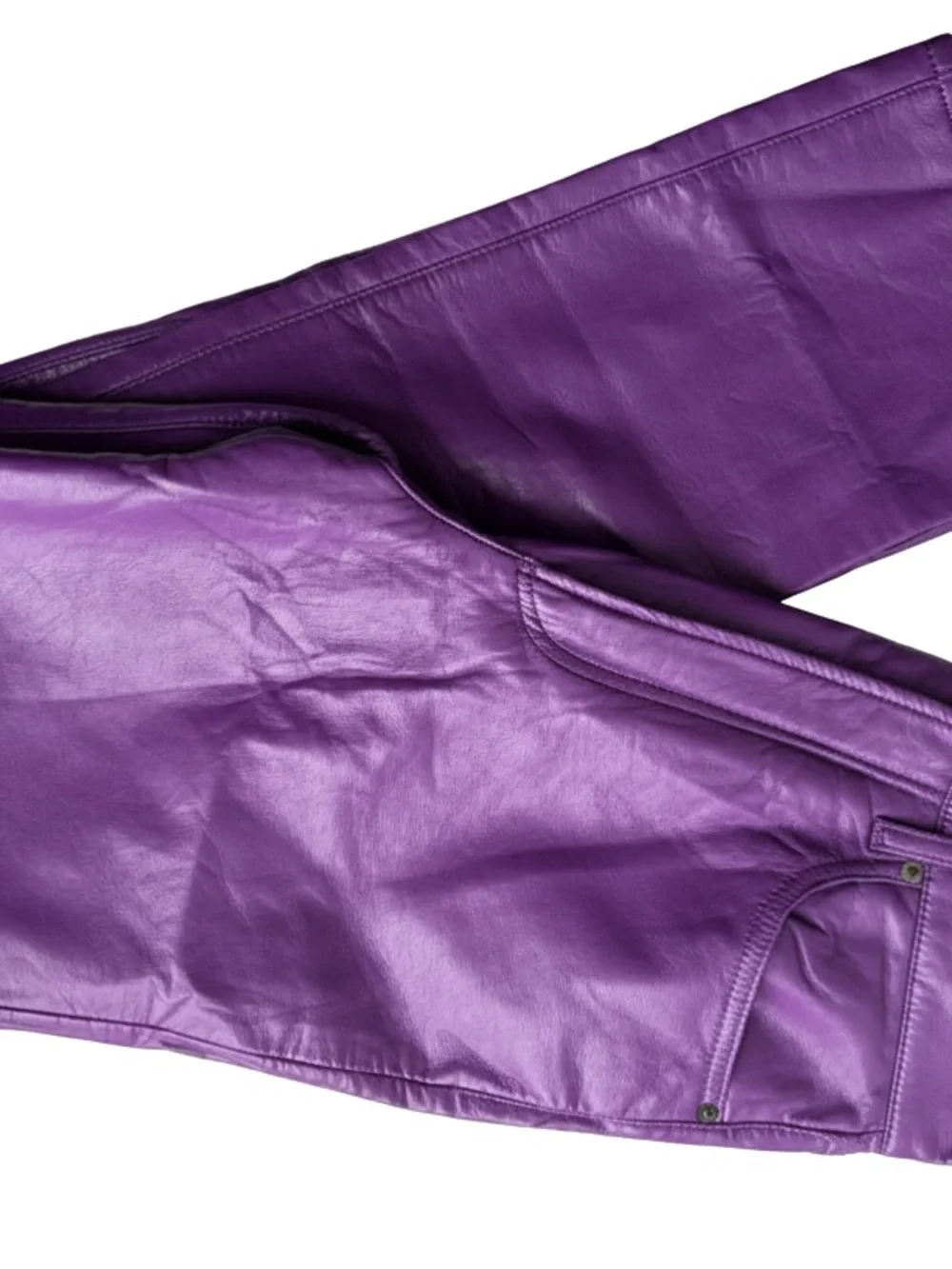 Agolde Purple Recycled Leather Straight-Leg Pants